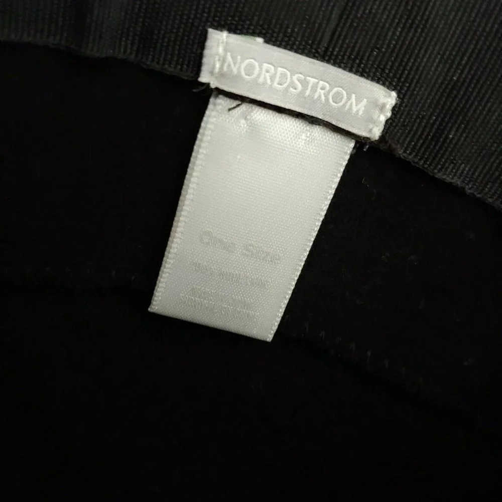 Nordstrom Womens Black 100% Wool Felt Cloche Bucket Hat One Size Fast Shipping - Picture 5 of 5